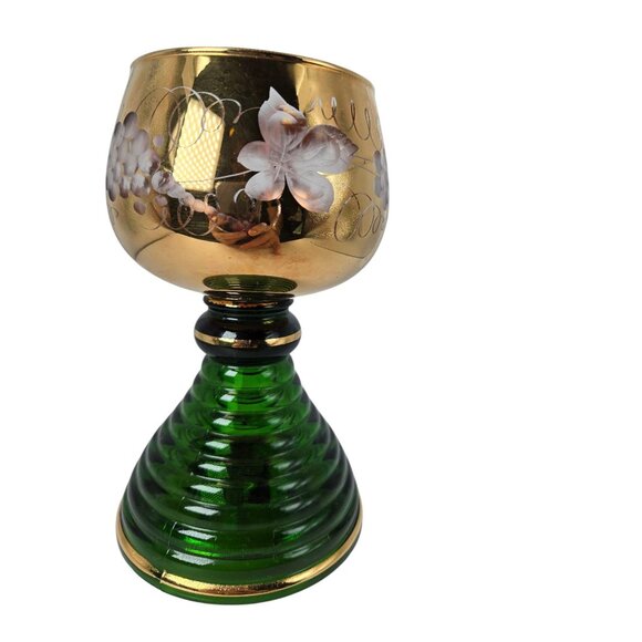 Vintage German Music Box Wine Goblet with Floral Design and Swiss Movement - Picture 6 of 9